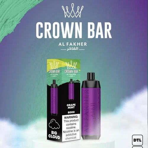 ALFAKHER CROWN BAR - GRAPE MINT - 8000 PUFFS
