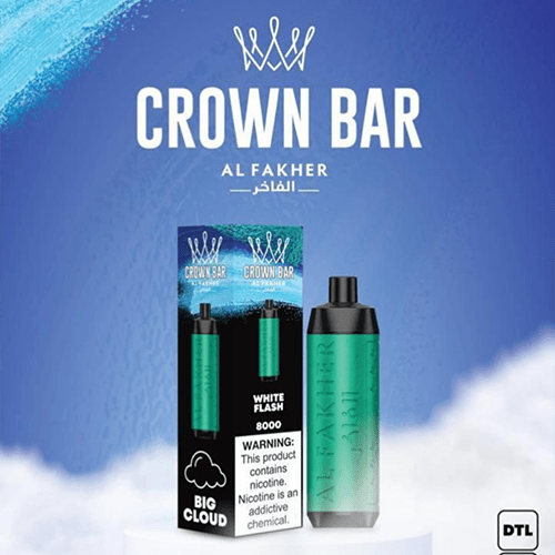 ALFAKHER CROWN BAR WHITE FLASH - 8000 PUFFS