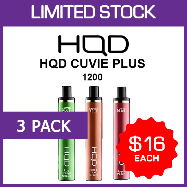 HQD CUVIE PLUS - 1200 PUFFS - 3 PACK