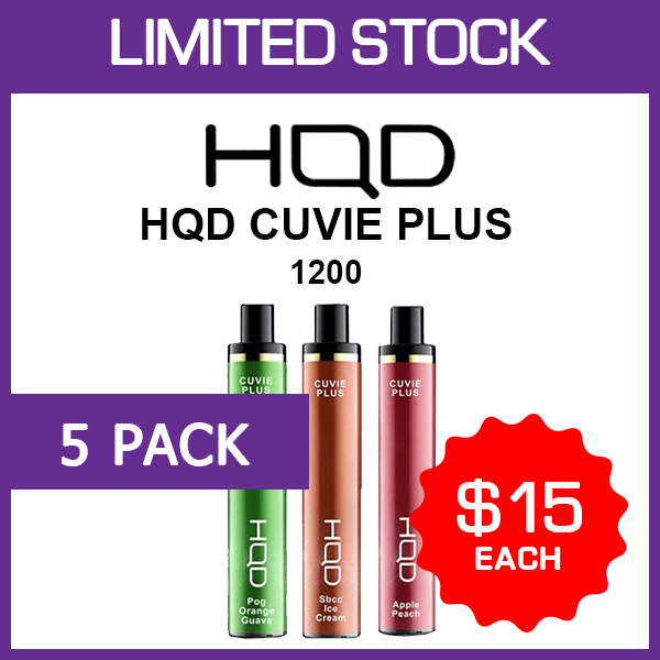 HQD CUVIE PLUS - 1200 PUFFS - 5 PACK