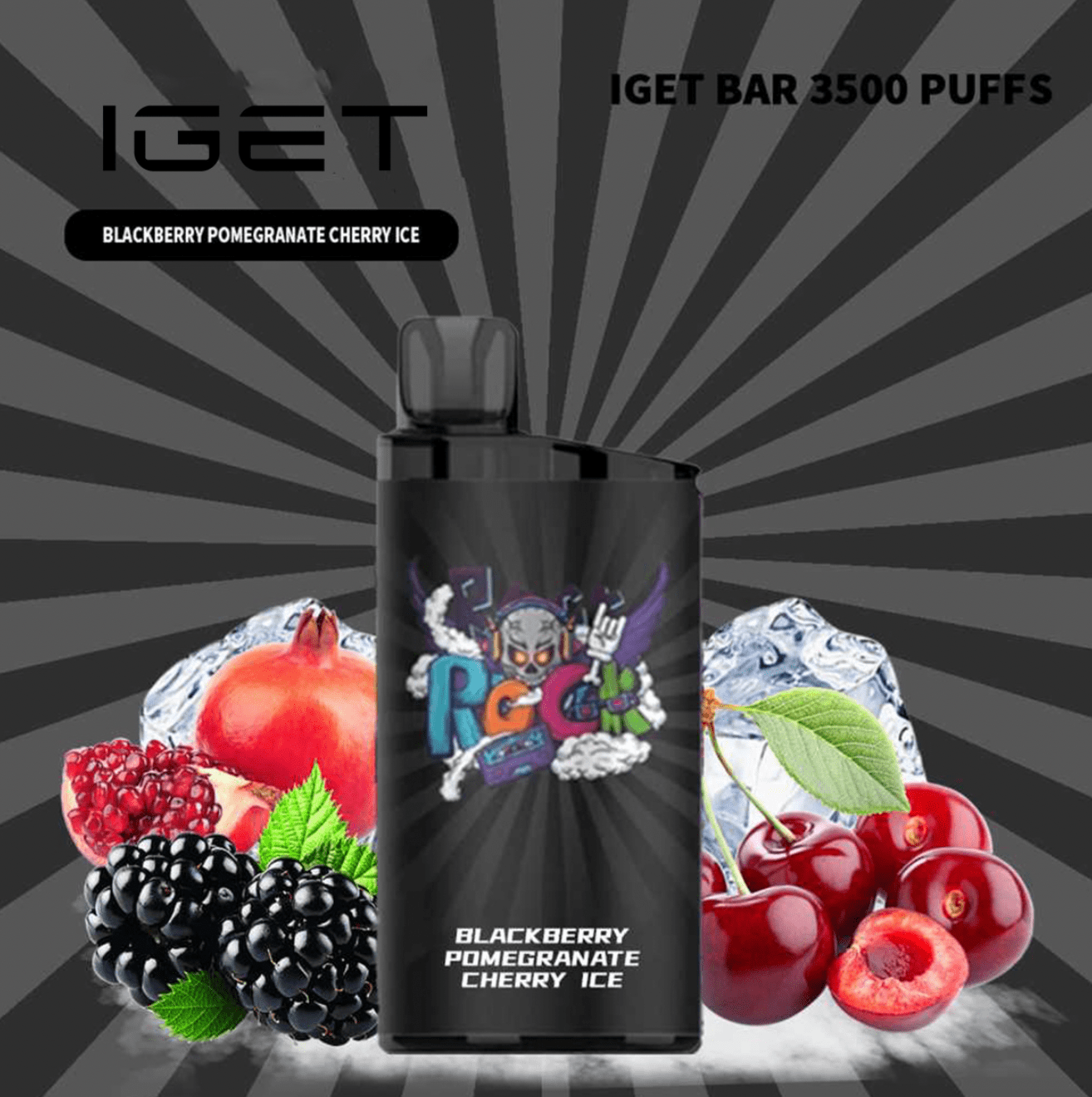 IGET BAR BLACKBERRY POMEGRANATE CHERRY ICE - 3500 PUFFS