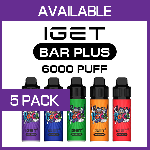 IGET BAR PLUS KIT - 6000 PUFFS - 5 PACK