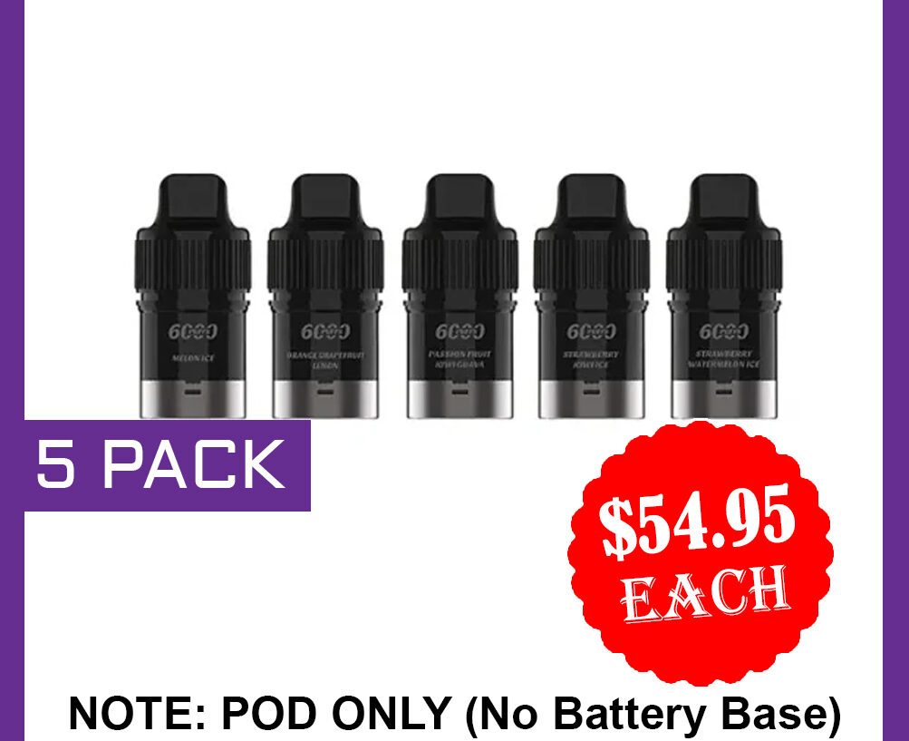 IGET BAR PLUS - POD ONLY - 5 PACK - 6000 PUFFS (No Battery Base)