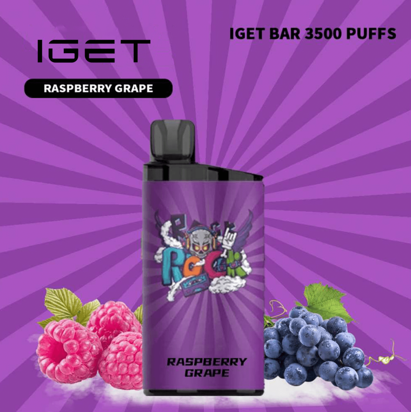 IGET BAR RASPBERRY GRAPE - 3500 PUFFS