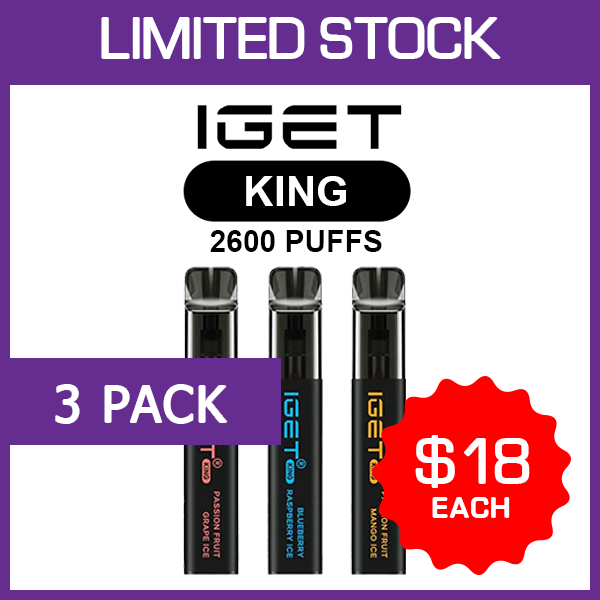 IGET KING - 2600 PUFFS - 3 PACK