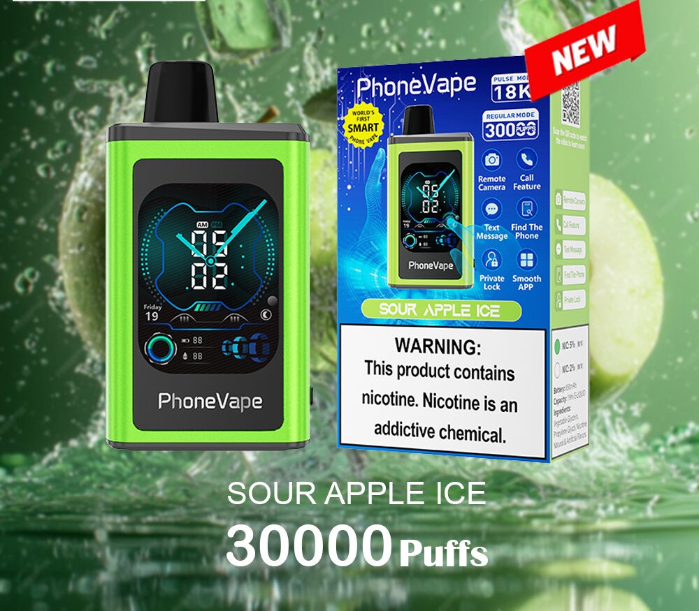JNR PhoneVape SOUR APPLE ICE - 30000 PUFFS