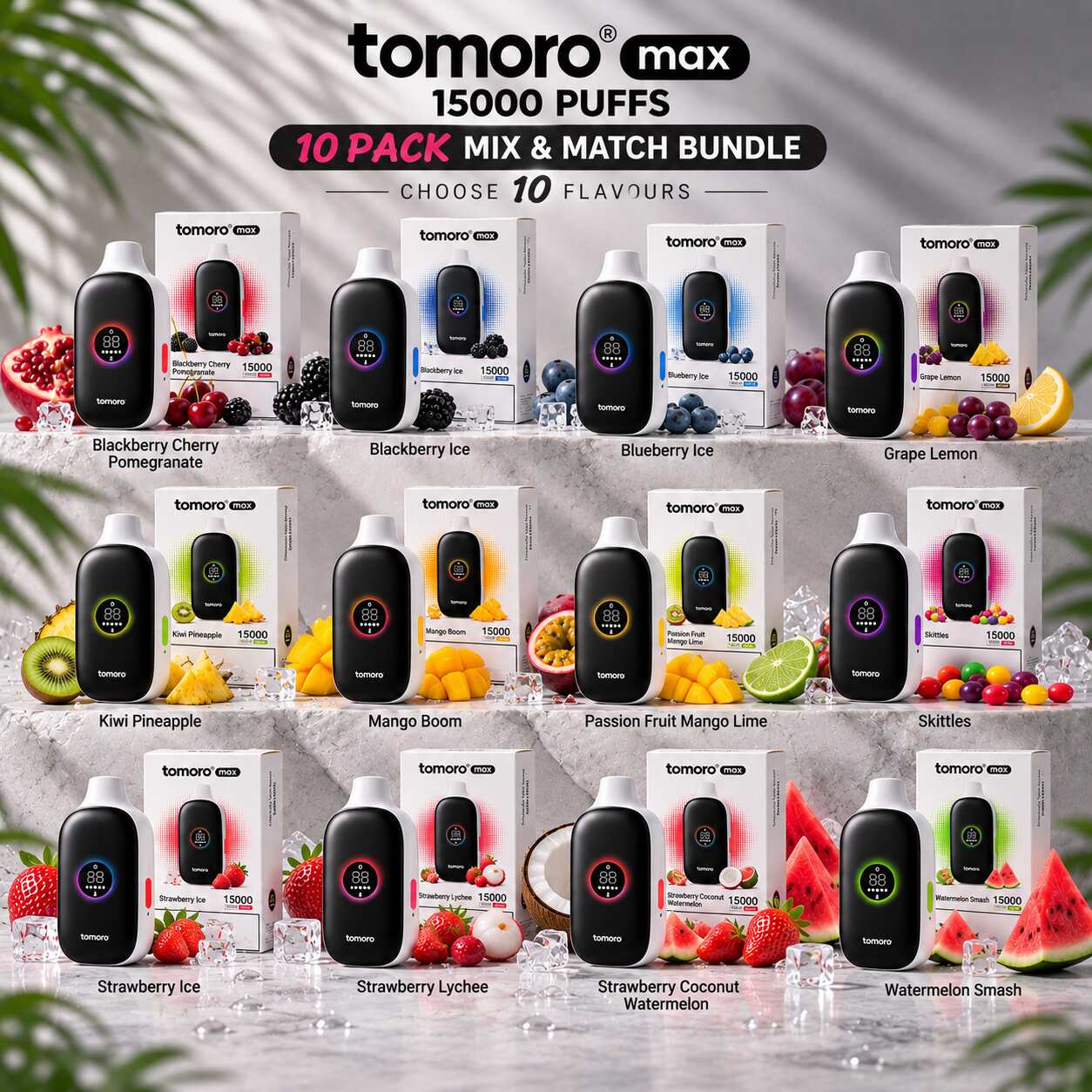 TOMORO MAX 15K - MIX & MATCH - 15000 PUFFS - 10 PACK — Buy Online Australia | VapesAU