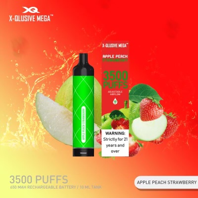 X - QLUSIVE MEGA APPLE PEACH STRAWBERRY - 3500 PUFFS