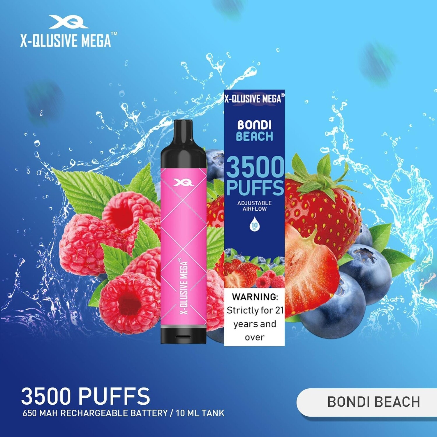 X - QLUSIVE MEGA BONDI BEACH - 3500 PUFFS