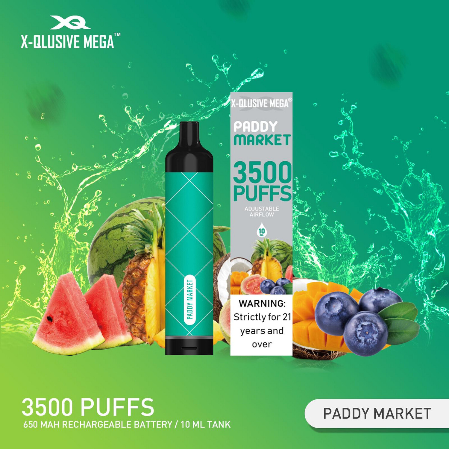 X - QLUSIVE MEGA PADDY MARKET - 3500 PUFFS