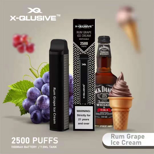 X - QLUSIVE RUM GRAPE ICE CREAM - 2500 PUFFS