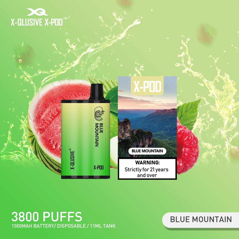 X - QLUSIVE X - POD BLUE MOUNTAINS (Apple Raspberry Watermelon) - 3800 PUFFS