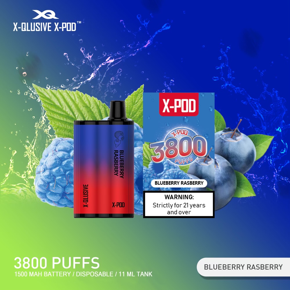 X - QLUSIVE X - POD BLUEBERRY RASPBERRY - 3800 PUFFS