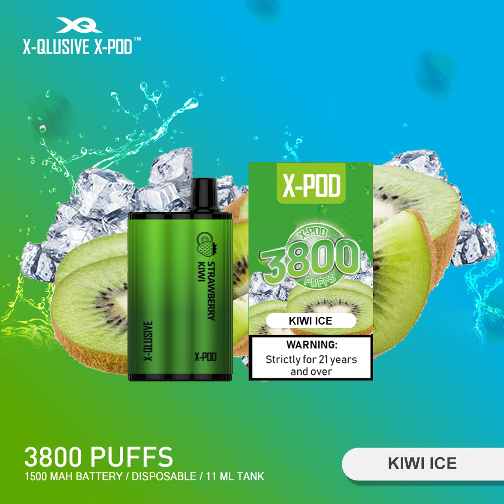 X - QLUSIVE X - POD KIWI ICE - 3800 PUFFS
