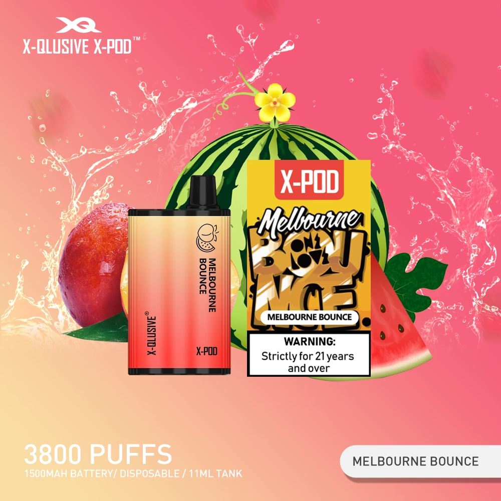 X - QLUSIVE X - POD MELBOURNE BOUNCE (Watermelon Peach Ice) - 3800 PUFFS