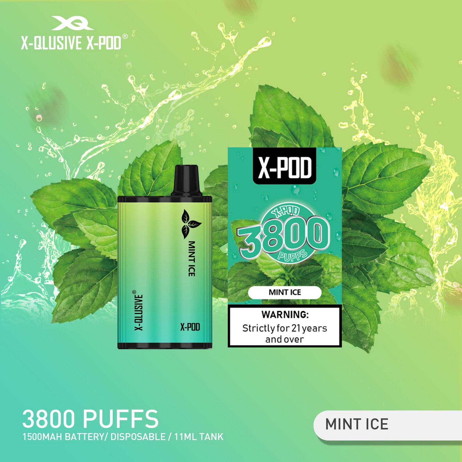 X - QLUSIVE X - POD MINT ICE - 3800 PUFFS