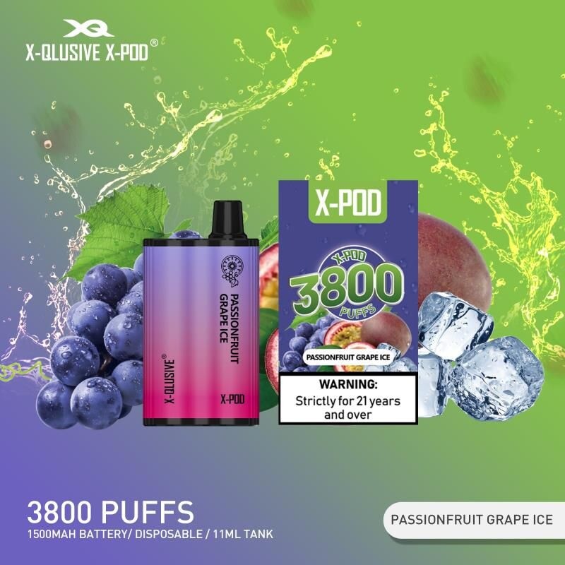 X - QLUSIVE X - POD PASSIONFRUIT GRAPE ICE - 3800 PUFFS