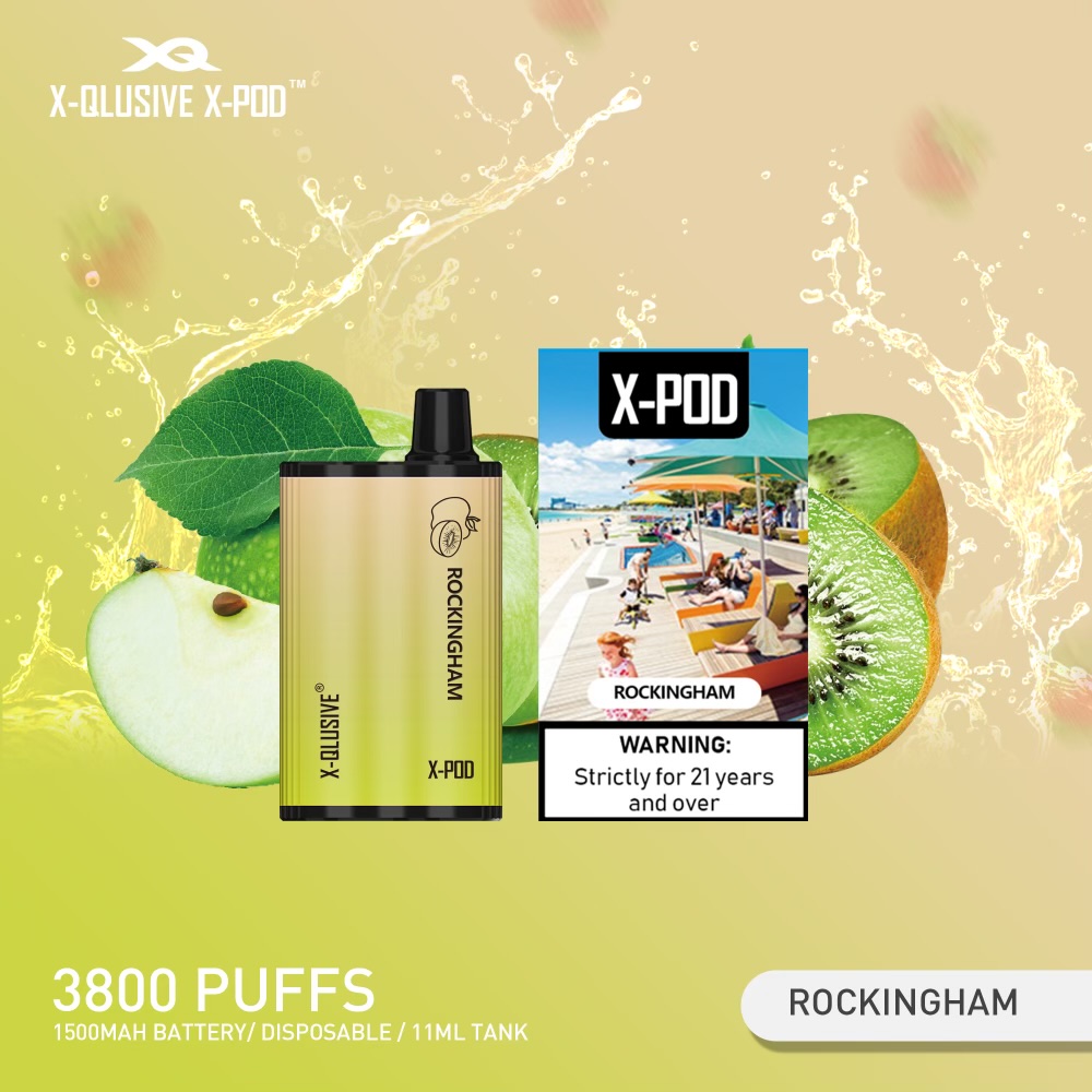 X - QLUSIVE X - POD ROCKINGHAM (Apple Kiwi Ice) - 3800 PUFFS