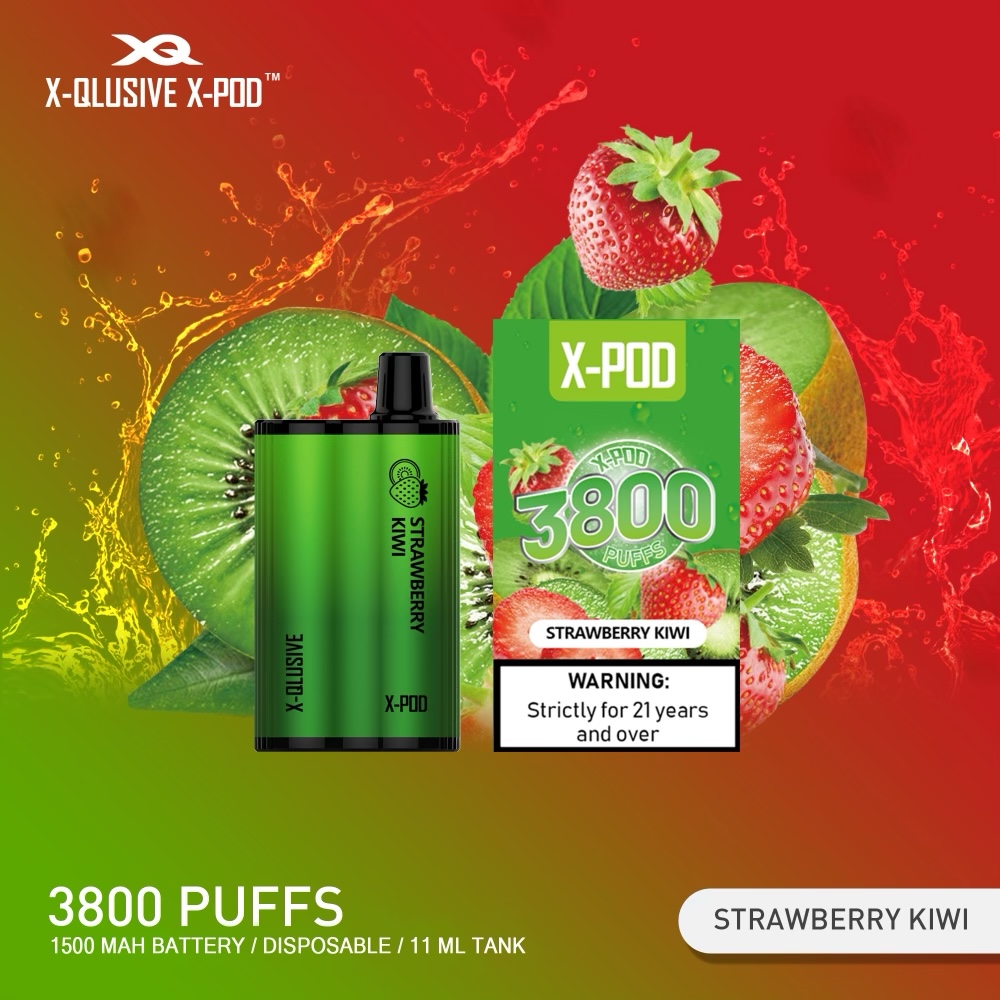 X - QLUSIVE X - POD STRAWBERRY KIWI - 3800 PUFFS