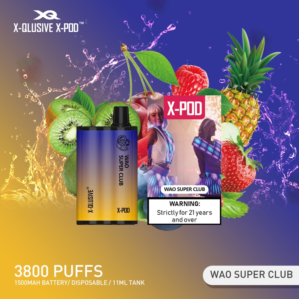 X - QLUSIVE X - POD WAO SUPER CLUB (Mixed Fruits Ice) - 3800 PUFFS