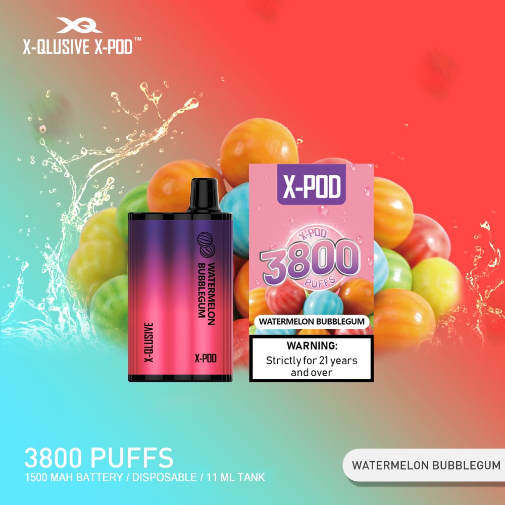 X - QLUSIVE X - POD WATERMELON BUBBLEGUM - 3800 PUFFS