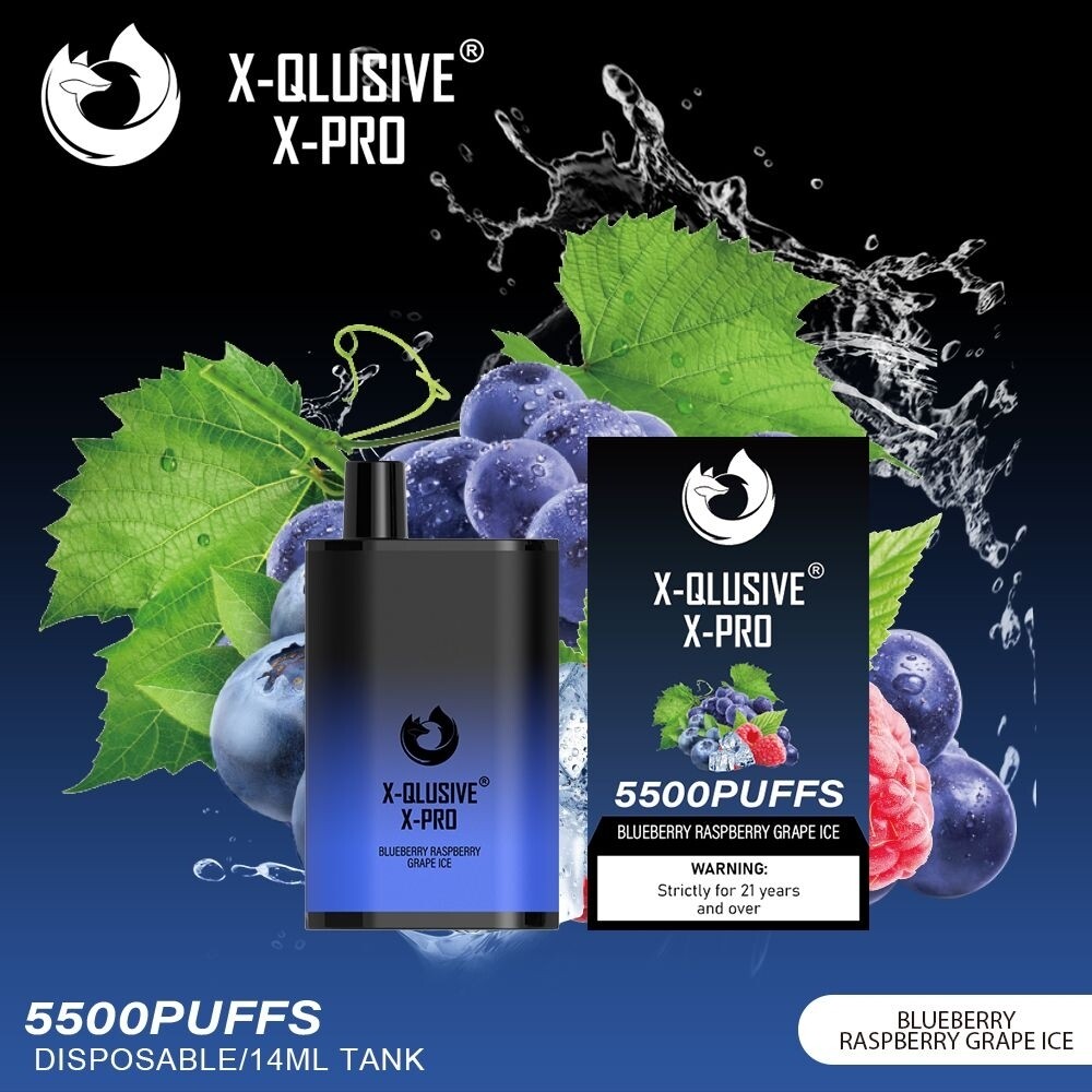 X - QLUSIVE X - PRO BLUEBERRY RASPBERRY GRAPE - 5500 PUFFS